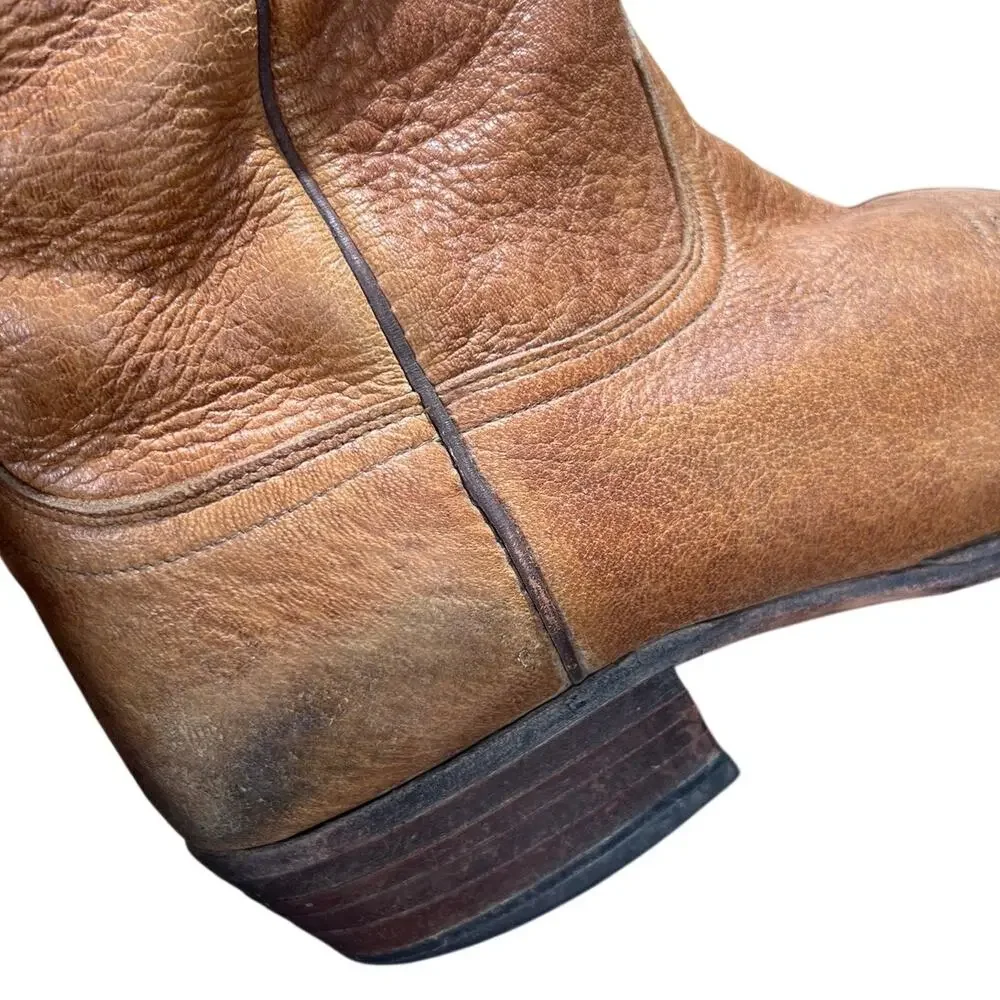 Vintage Lucchese 2000 Men's Rio Bravo Brown Leather Cowboy Boot Size US 12 2E